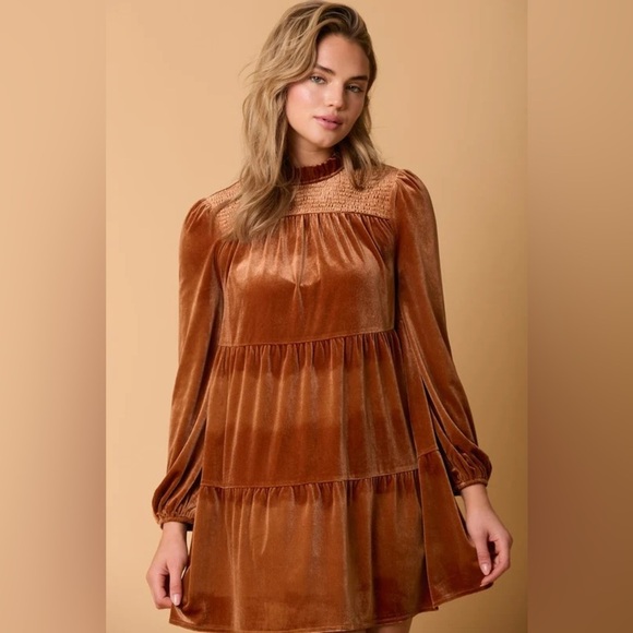 Dresses & Skirts - NWT Perfee Tiered Ruched Mock Neck Long Sleeve Dress